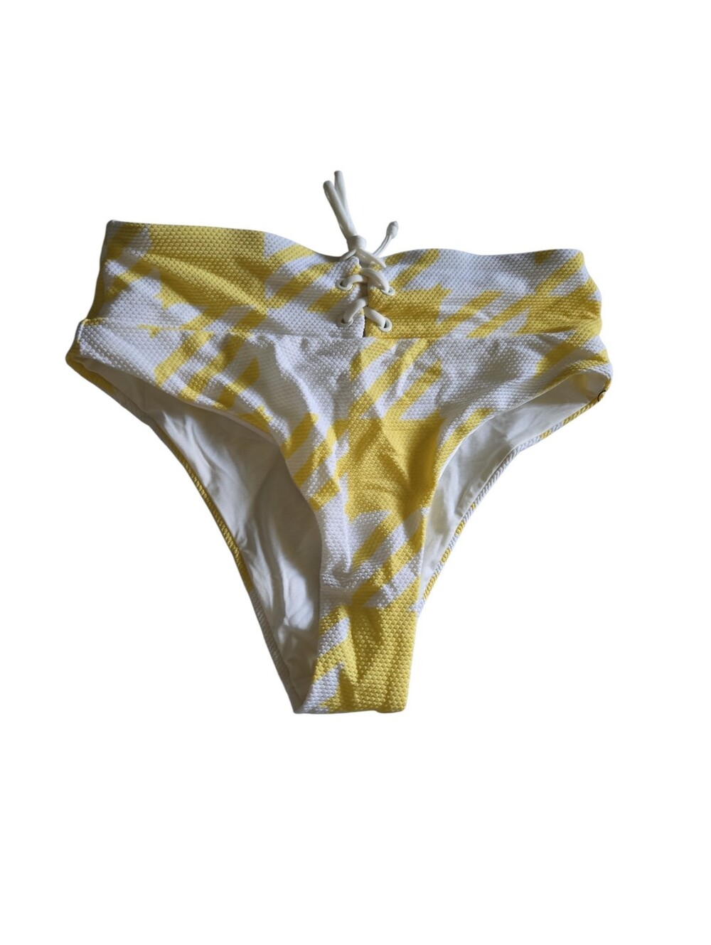 NWT Onia Swimwear Susana High Rise Lace Up Bikini Bottom Honey Yellow White XS
